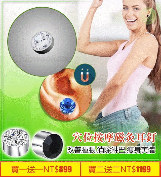 強磁彩鑽消腫耳釘