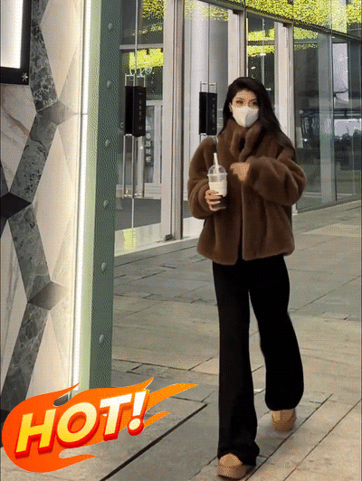 仿皮毛一體大衣外套女