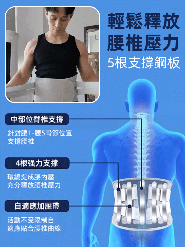 仿生龍骨腰部支撐護腰帶