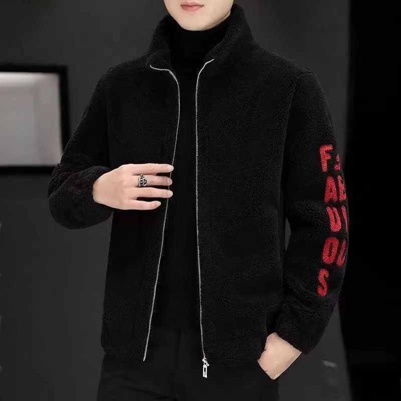 男士羊剪絨立領外套