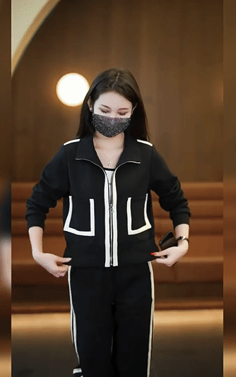 休閒長袖寬鬆運動服套裝女