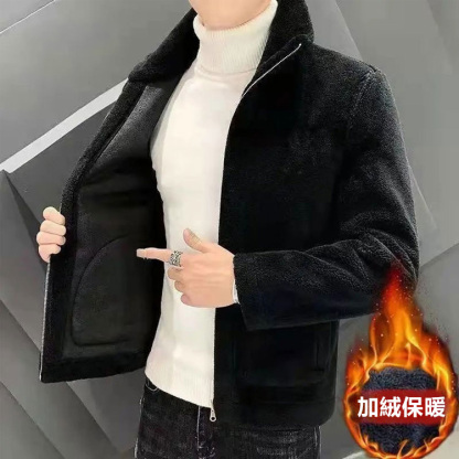 男士羊剪絨立領外套