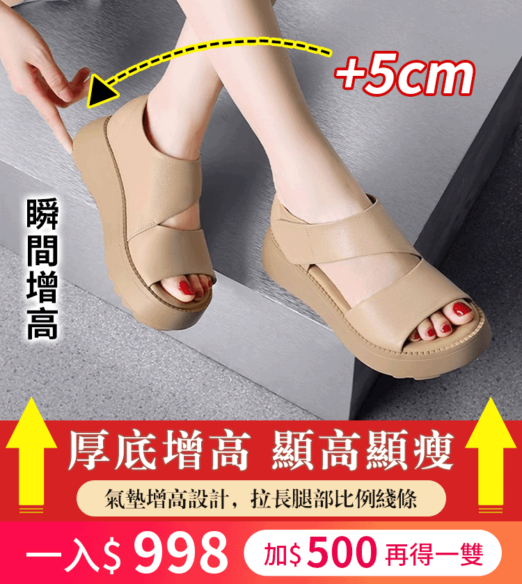 【真皮涼鞋】復古羅馬魔術貼涼鞋