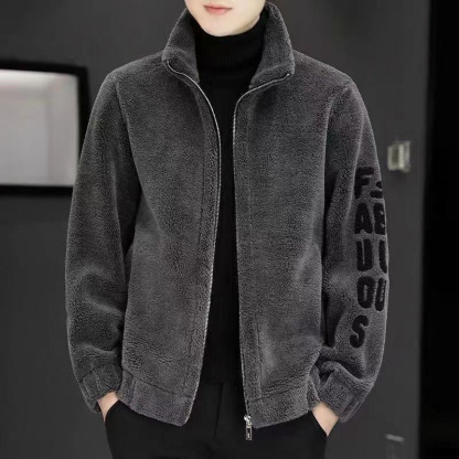 男士羊剪絨立領外套