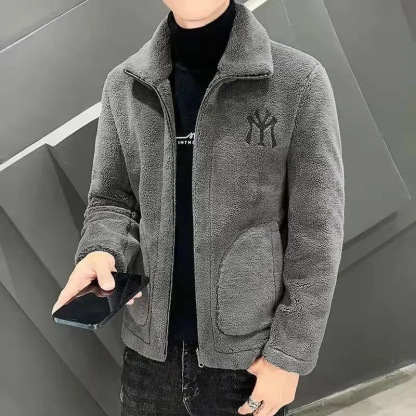 男士羊剪絨立領外套