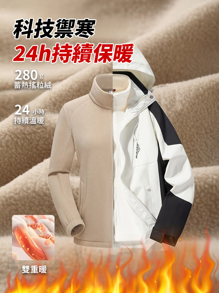三合一可拆卸加絨加厚衝鋒衣