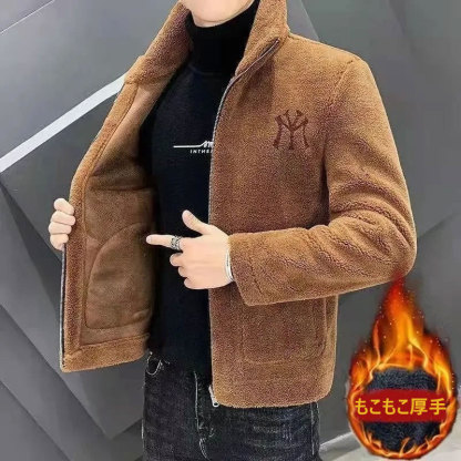 男士羊剪絨立領外套