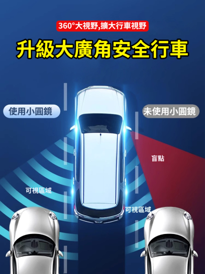 【隨意吸附不掉落】奈米真空吸盤倒車小圓鏡