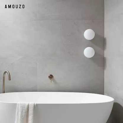 衛生間扁圓型玻璃壁燈奶油風現代簡約