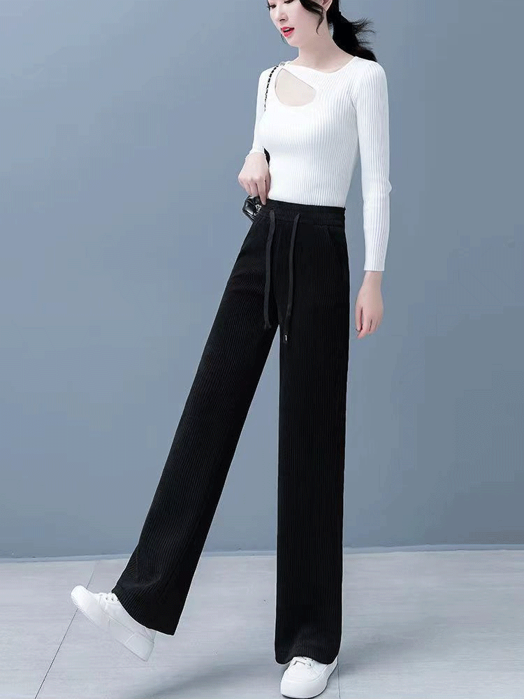 遮肚顯腿長加絨舒適闊腿褲