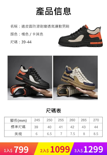 防滑耐磨透氣運動鞋