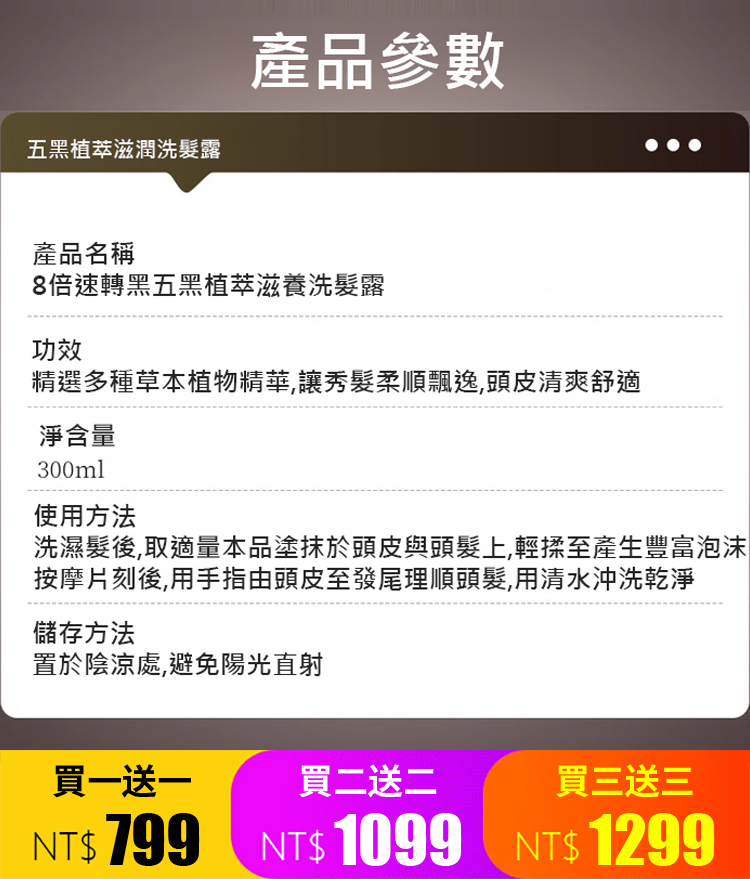 8倍速轉黑五黑植萃滋養洗髮露