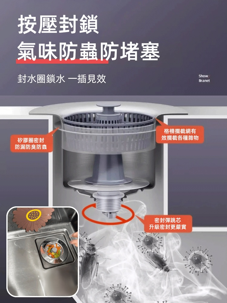 廚房水槽彈跳芯防堵塞下水器