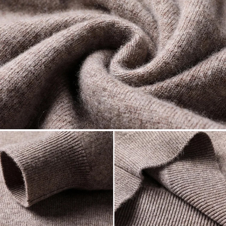 純色半高領羊絨男士針織衫