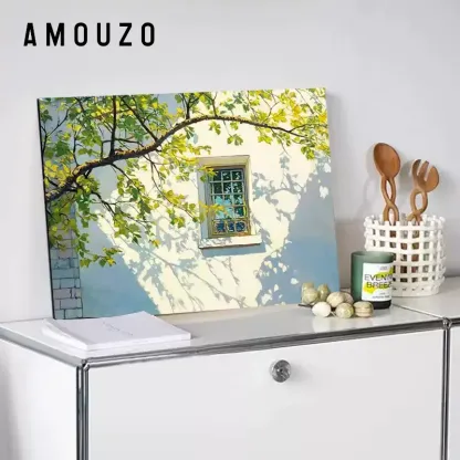 小清新風景裝飾畫小衆客廳橫版壁畫