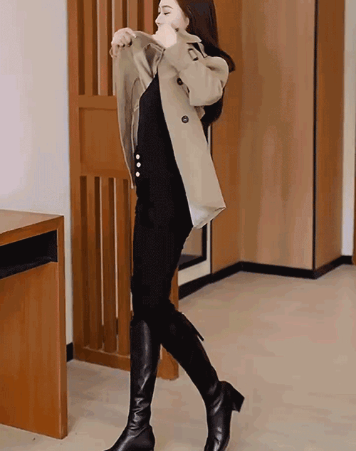【顯瘦保暖】時尚收腰羊絨風衣