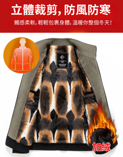 皮草內裡拼色男士毛呢外套