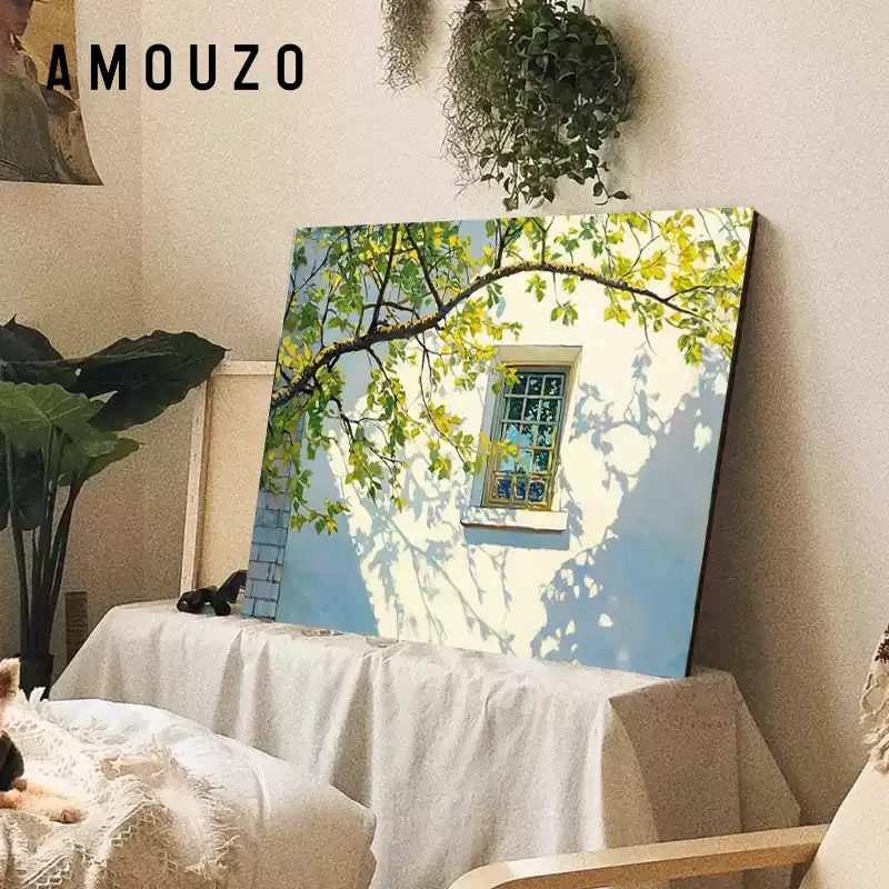 小清新風景裝飾畫小衆客廳橫版壁畫