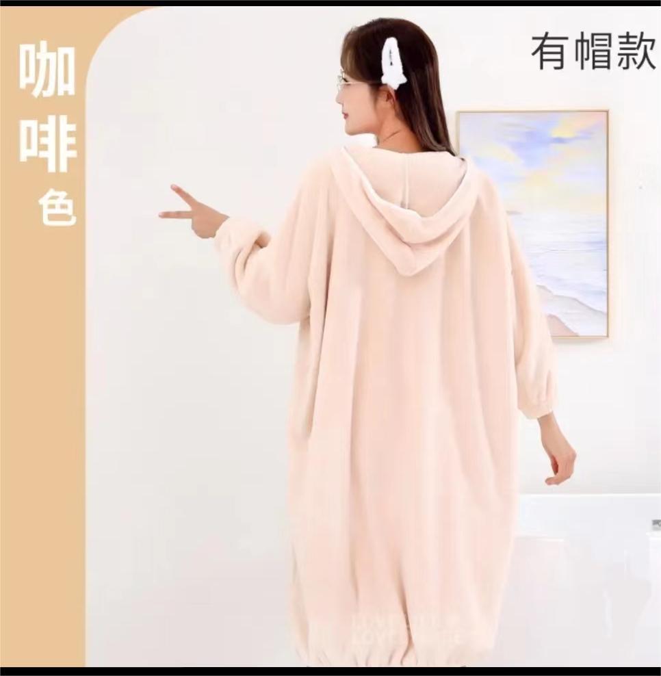 秋冬連帽強吸水速乾居家浴袍