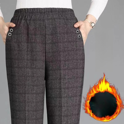 秋冬加厚加絨中老年女褲寬鬆高腰休閒褲