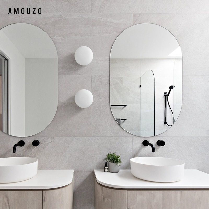 衛生間扁圓型玻璃壁燈奶油風現代簡約