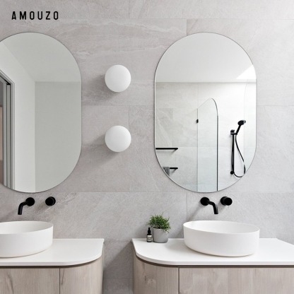 衛生間扁圓型玻璃壁燈奶油風現代簡約