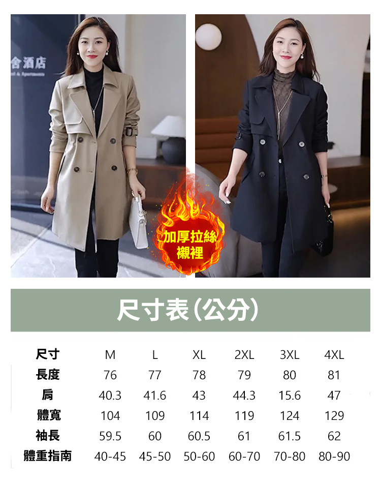 【顯瘦保暖】時尚收腰羊絨風衣