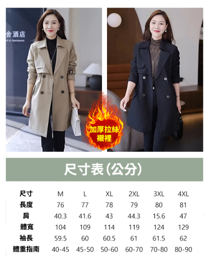 【顯瘦保暖】時尚收腰羊絨風衣