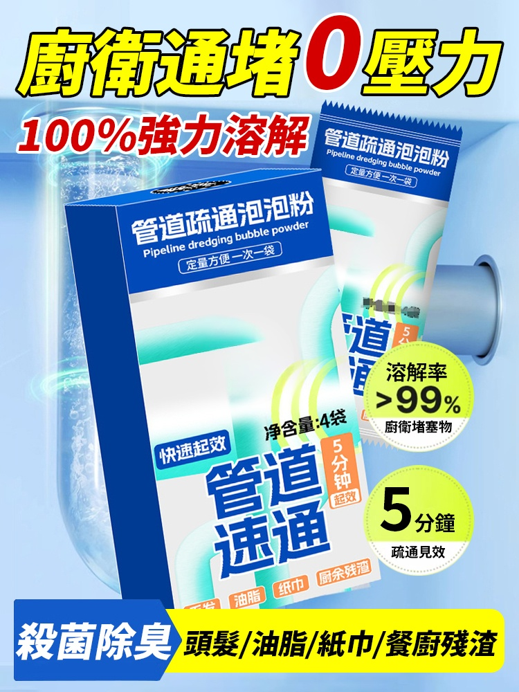 100%強力溶解管路疏通泡泡粉