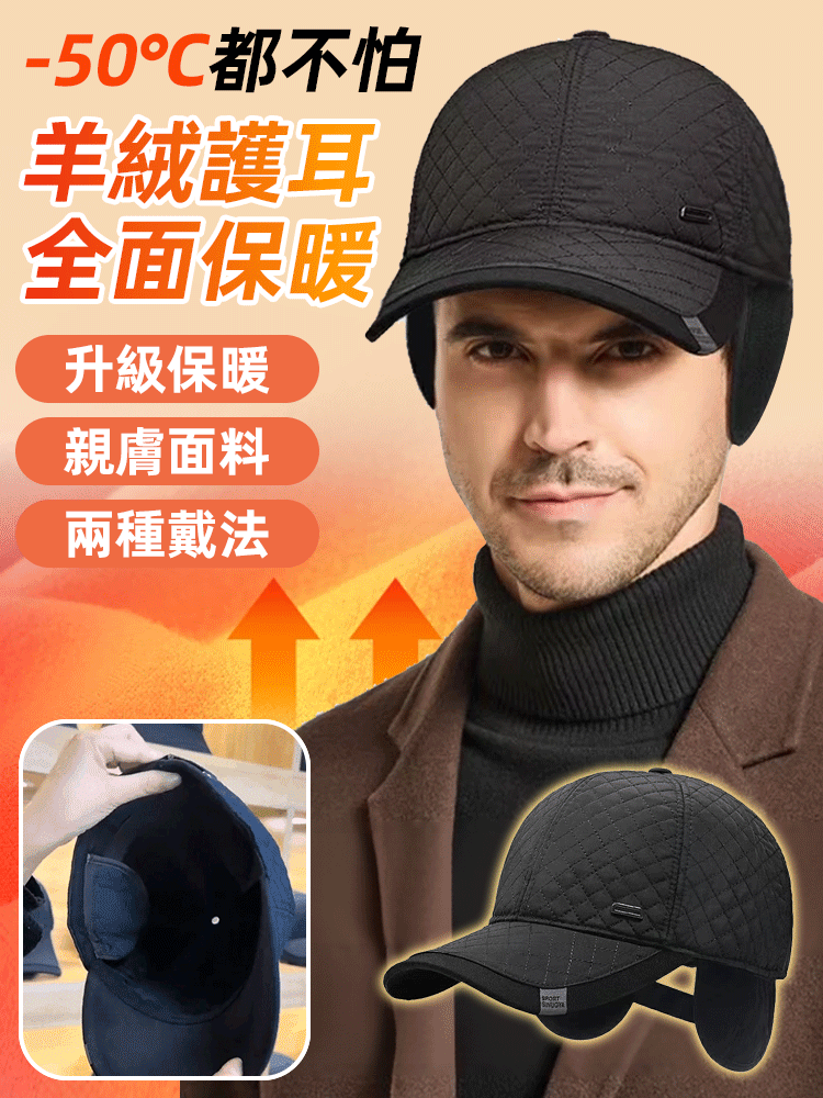 中老年護耳加厚保暖防寒鴨舌帽