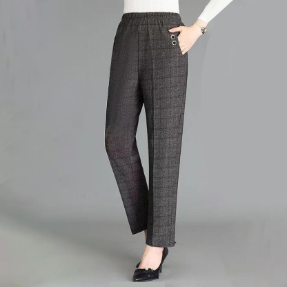 秋冬加厚加絨中老年女褲寬鬆高腰休閒褲