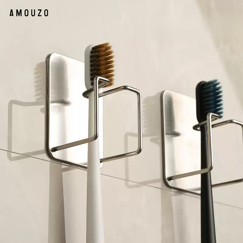 304不鏽鋼掛牙刷架上牆免打孔置物架