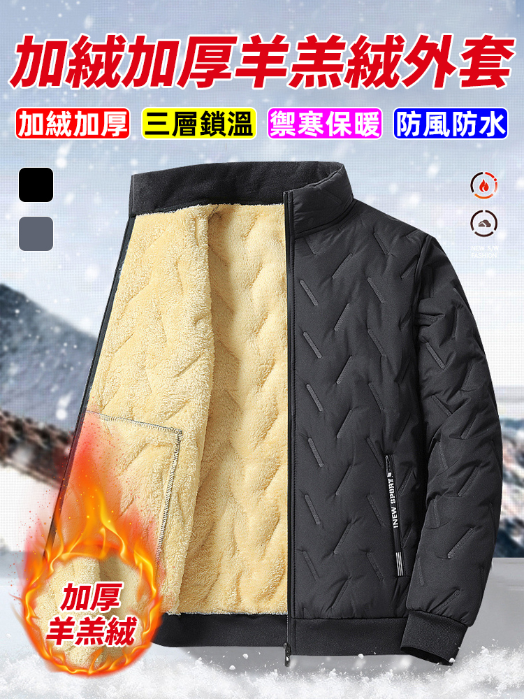 男士加絨加厚重羊羔絨外套