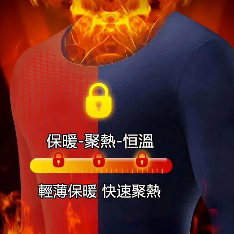 雙面德絨無痕男士保暖套裝