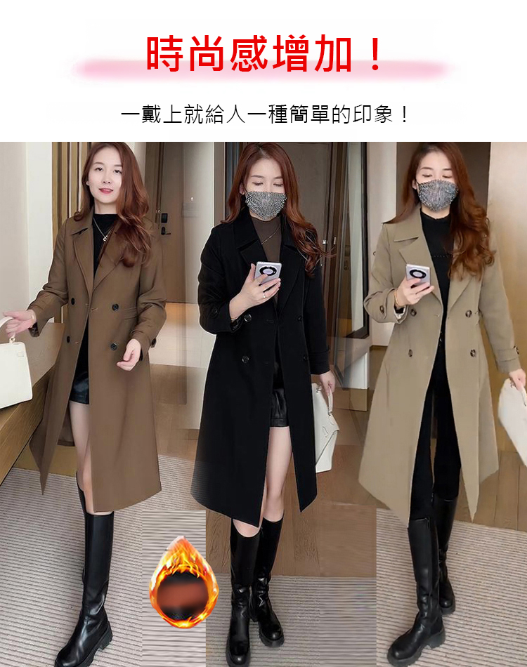 中長款加絨風衣外套