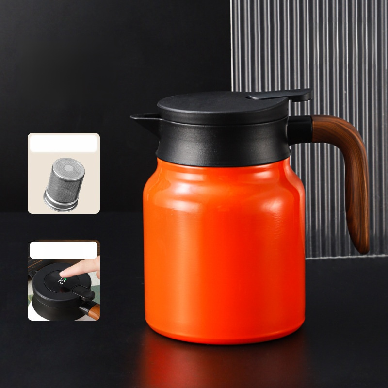 新款木紋柄大容量茶水分離燜茶壺