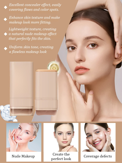 Dual-ended foundation stick with brush