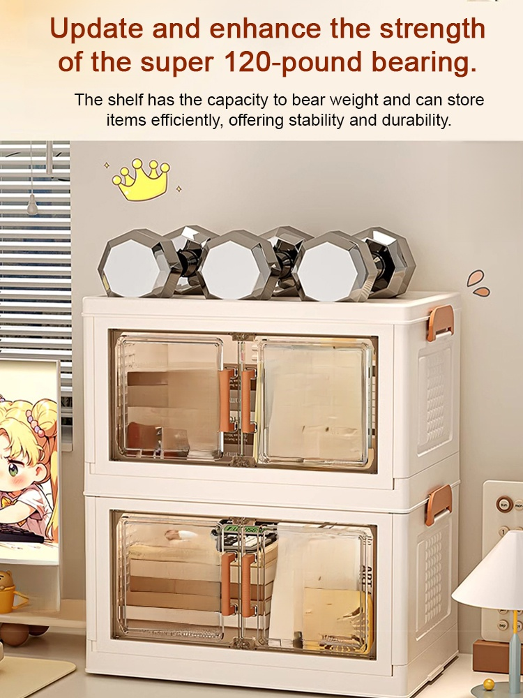 Multi-layer storage cabinet for stationery, snacks, and miscellaneous items.