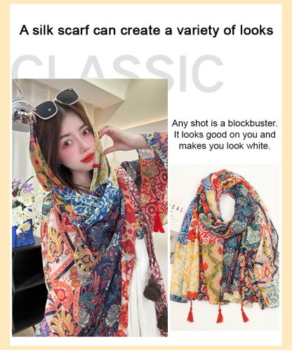 【Travel Photo Essential】Ethnic Style Button Versatile Shawl Scarf