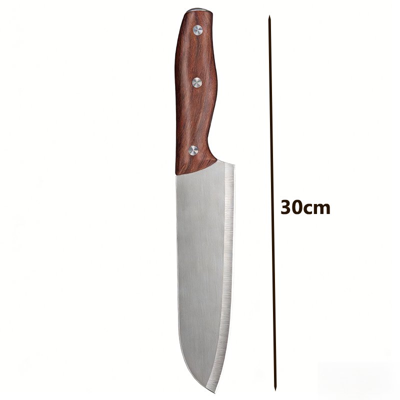 Stainless Steel Chef Knife with sharp blade on cutting board
