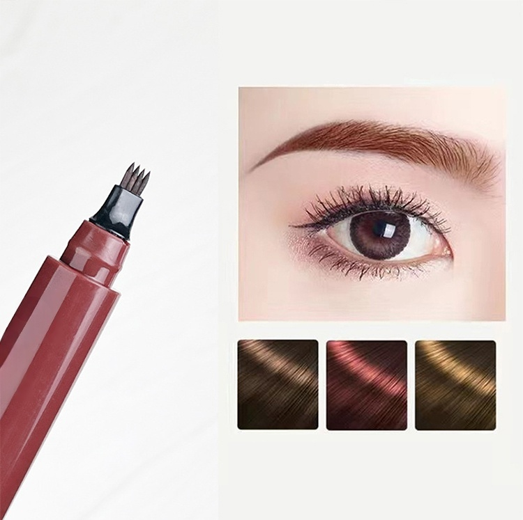 Waterproof, sweat-proof and non-smudging four-pronged eyebrow pencil