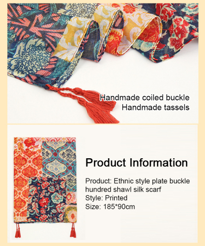 【Travel Photo Essential】Ethnic Style Button Versatile Shawl Scarf