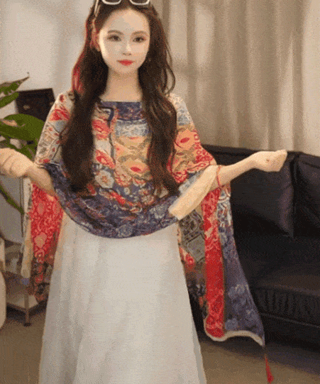 【Travel Photo Essential】Ethnic Style Button Versatile Shawl Scarf