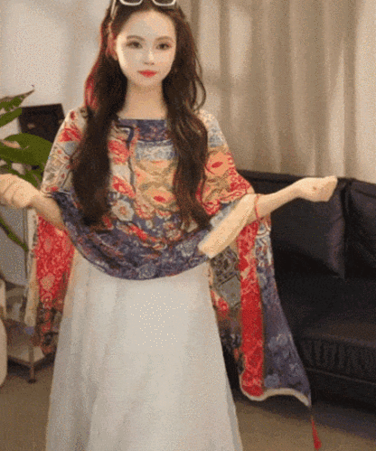 【Travel Photo Essential】Ethnic Style Button Versatile Shawl Scarf