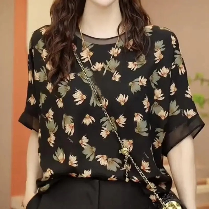 Printed Loose Short Sleeve T-Shirt for Women