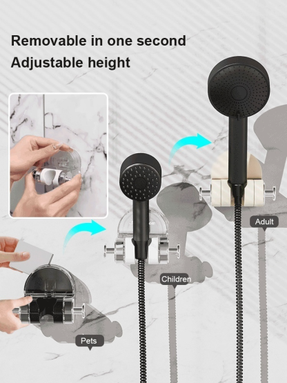 [A must-have for families with pets] Punch-free suction cup shower head holder