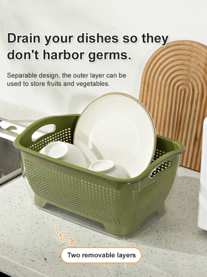 Light luxury household enlarged thickened double layer draining basket