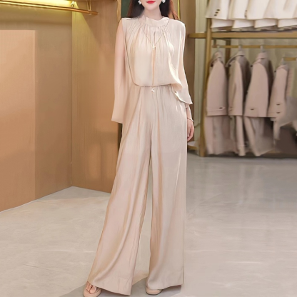 Zippered sleeveless wide-leg pantsuit for women