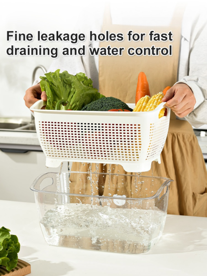 Light luxury household enlarged thickened double layer draining basket