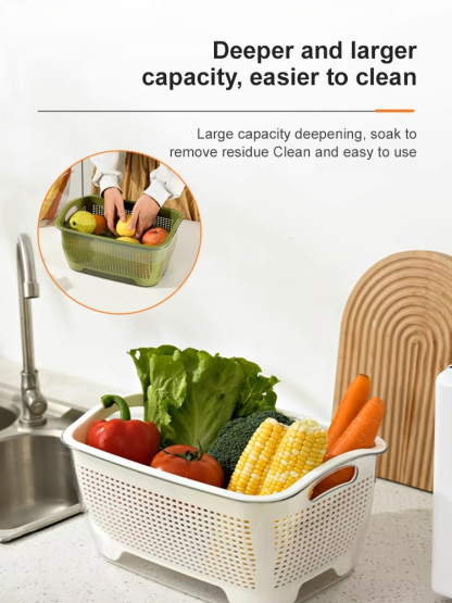 Light luxury household enlarged thickened double layer draining basket